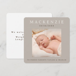 Tarjeta Pequeña Foto Nuevo Bebé Foto Personalizada 2 caras