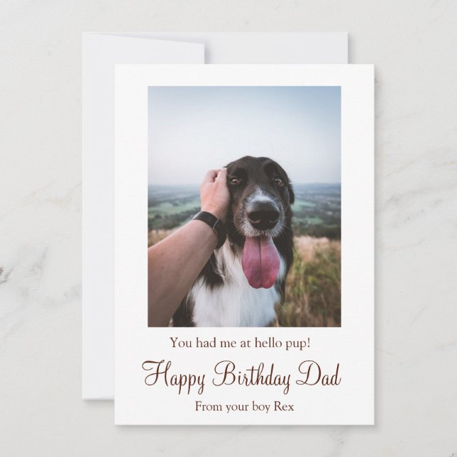 Tarjeta Pequeña Foto Perro Feliz cumpleaños a papá del perro resca (Anverso)
