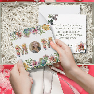 Tarjeta Pequeña Foto personalizada de la flor del Día de la Madre