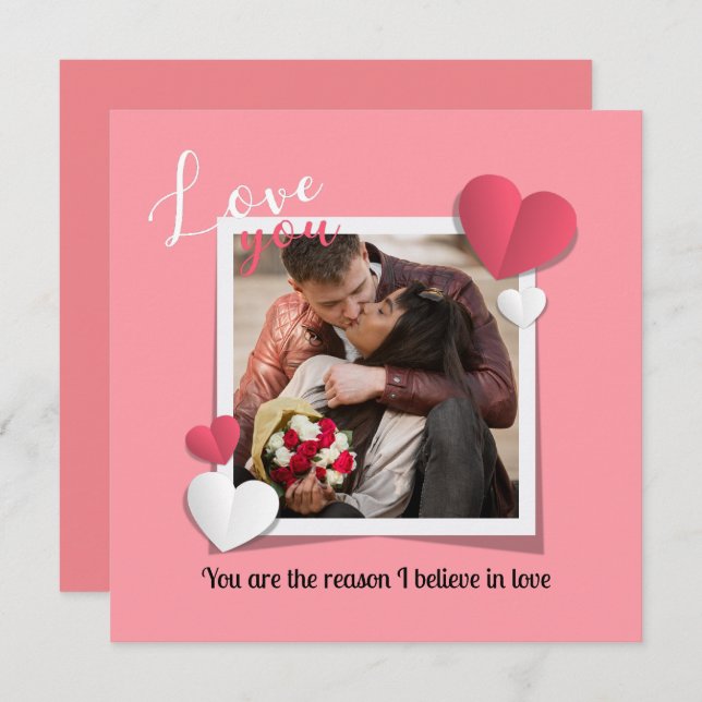Tarjeta Pequeña Foto personalizada moderna y mensaje de amor (Anverso / Reverso)