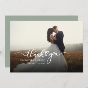 Tarjeta Pequeña Foto Script Modern Wedding Gracias