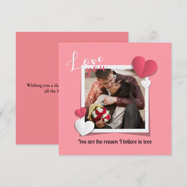 Tarjeta Pequeña Foto y Mensaje de Amor Personalizado Moderno (Anverso / Reverso)