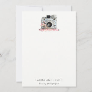 Tarjeta Pequeña Fotografía de cámara de flores rosadas de época el