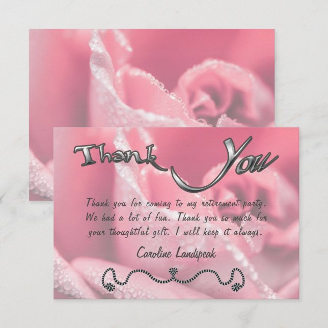 Tarjeta Pequeña Fotografía de Rosa Rosa Rosa Rosa Feliz Jubilación (Anverso / Reverso)