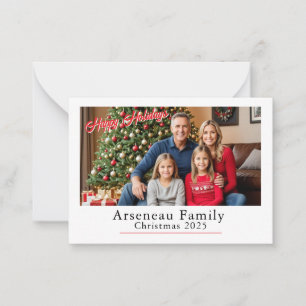 Tarjeta Pequeña Fotografía familiar simple Felices Fiestas Persona
