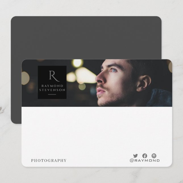 Tarjeta Pequeña Fotografía moderna casual profesional (Anverso / Reverso)