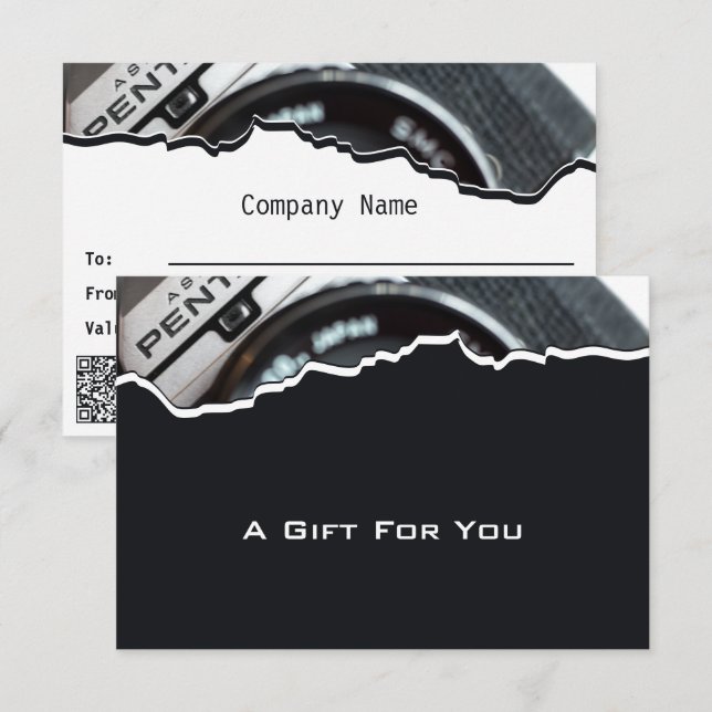 Tarjeta Pequeña Fotografía moderna Código QR Certificado de regalo (Anverso / Reverso)