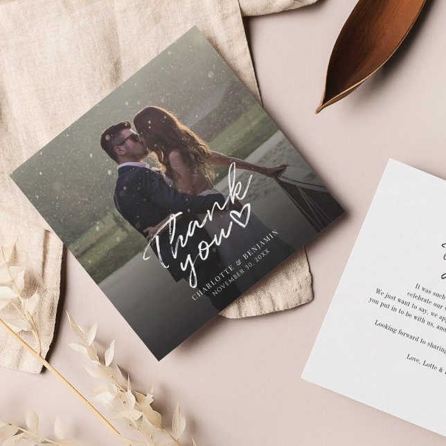 Tarjeta Pequeña Fotografía por el Día de la Boda por Manos (Wedding Thank You Photo Card)