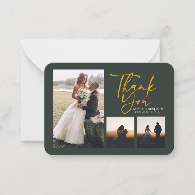 Tarjeta Pequeña Fotos Bodas a mano gracias (Anverso)