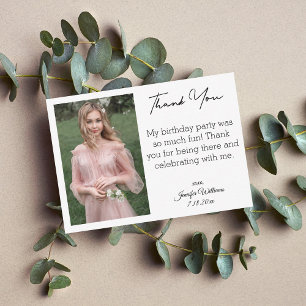 Tarjeta Pequeña fotos de agradecimiento con estilo para sweet 16 