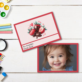 Tarjeta Pequeña Fotos de fresa rosada y roja, Día de San Valentín