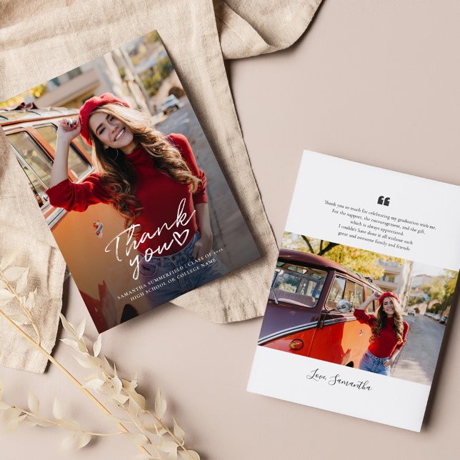 Tarjeta Pequeña Fotos de graduados 2025 Gracias (Graduation 2025 Graduate Photos Thank You Note Card)