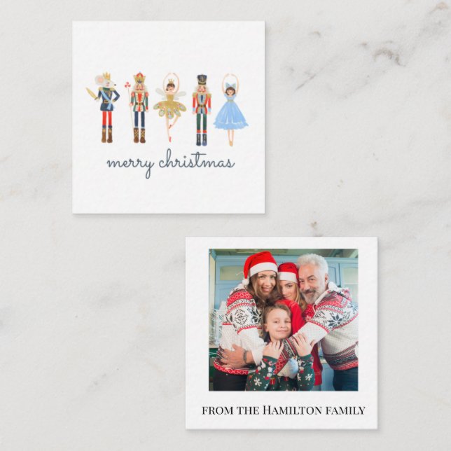Tarjeta Pequeña Fotos de Merry Christmas Nutcacker (Anverso / Reverso)