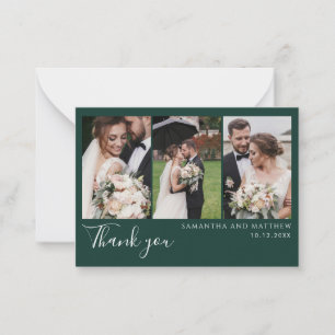 Tarjeta Pequeña Fotos Elegantes Agradecimiento de Boda Moderna