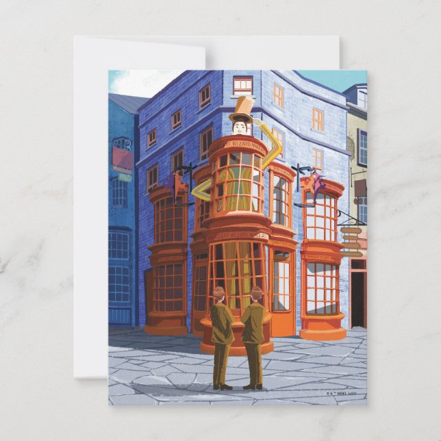 Tarjeta Pequeña Fred y George en el asistente de Weasley Wheezes (Anverso)