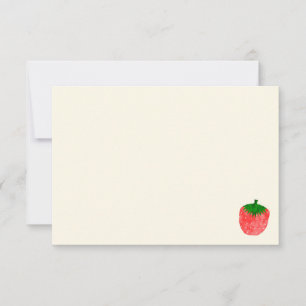 Tarjeta Pequeña Fresa de acuarela linda manta crema blanco apagado