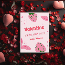 Tarjeta Pequeña Fresa Dulce Fruta Día de San Valentín