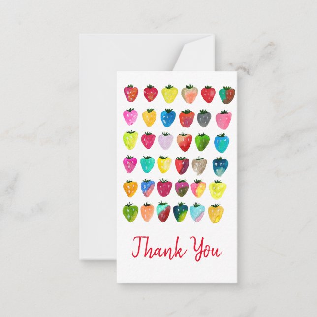 Tarjeta Pequeña Fresa dulzura linda fruta acuarela (Anverso)