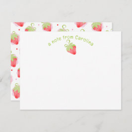 Tarjeta Pequeña Fresas y puntos Cute Girly Note Card
