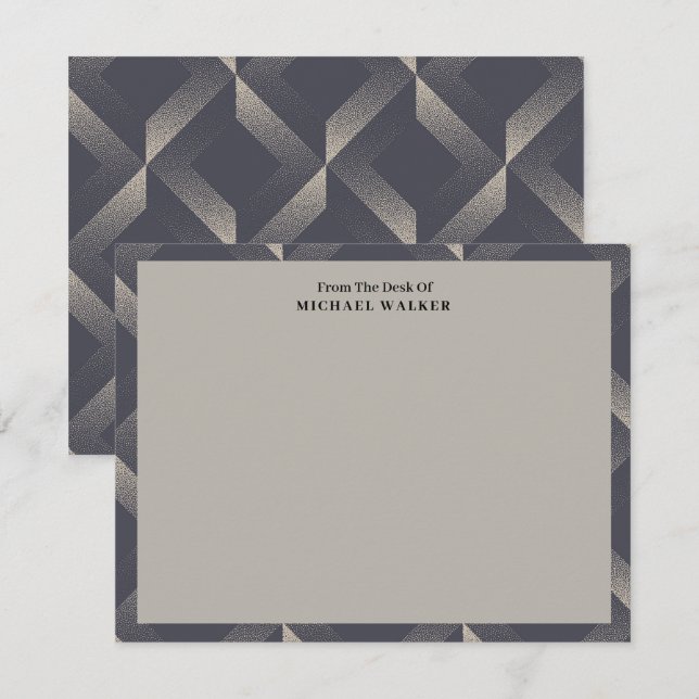 Tarjeta Pequeña From The Desk Of Geometric Black Gray Pattern Flat (Anverso / Reverso)