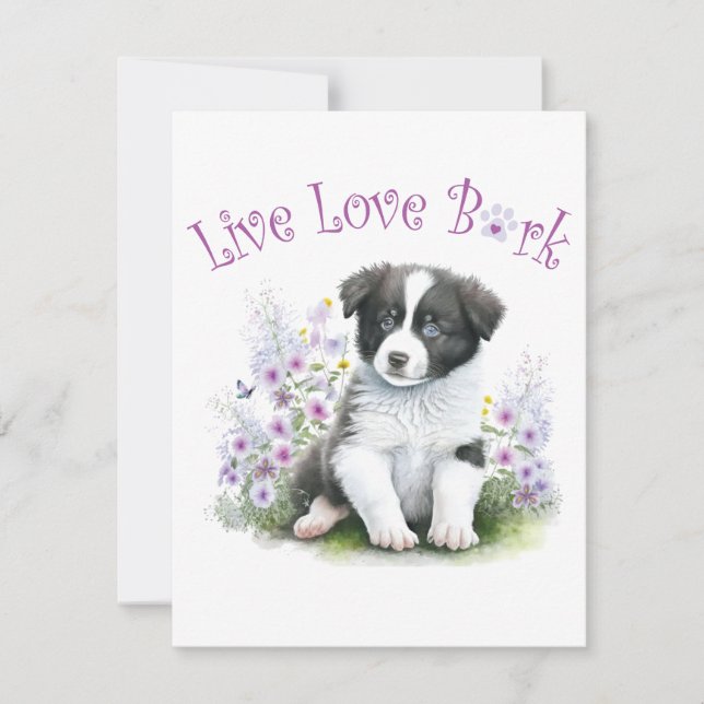 Tarjeta Pequeña Frontera Collie Dog Mom Floral (Anverso)
