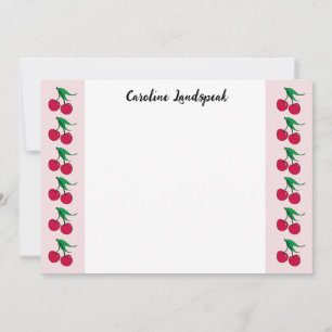 Tarjeta Pequeña Frontera de Frutas de Cereza Caprichosa con Nombre