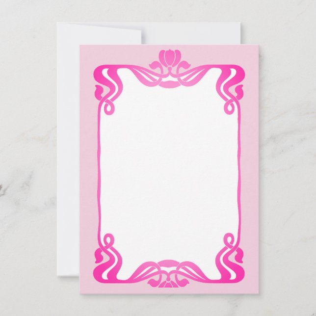 Tarjeta Pequeña Frontera rosa Art Nouveau (Anverso)