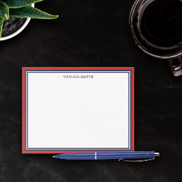 Tarjeta Pequeña Fronteras rojas y azules de la marina agregan tu n