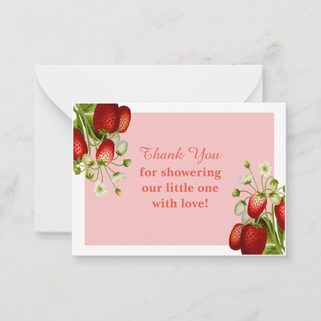 Tarjeta Pequeña Fruta de fresa Gracias Cartas (Anverso)