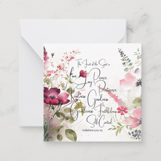 Tarjeta Pequeña Fruto del Espíritu floral rosa (Anverso)