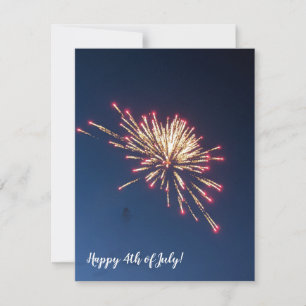 Tarjeta Pequeña Fuegos artificiales 4 de julio