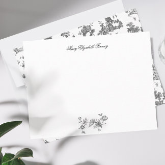 Tarjeta Pequeña Fuentes y árboles fantásticos de época Toile-B & W