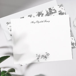 Tarjeta Pequeña Fuentes y árboles fantásticos de época Toile-B & W