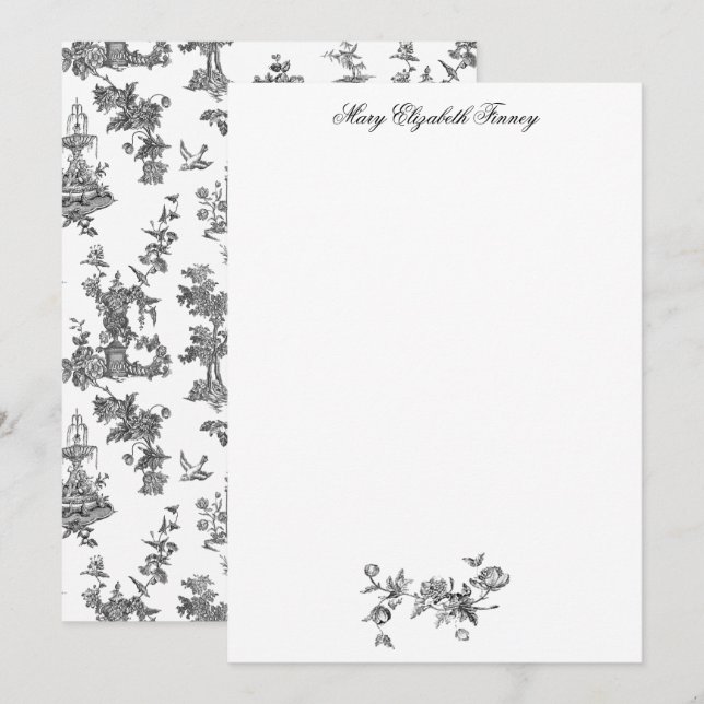 Tarjeta Pequeña Fuentes y árboles fantásticos de época Toile-B & W (Anverso / Reverso)