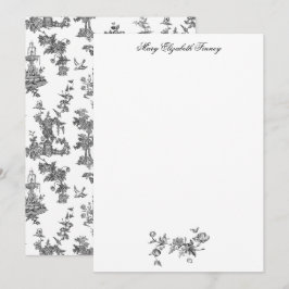 Tarjeta Pequeña Fuentes y árboles fantásticos de época Toile-B & W