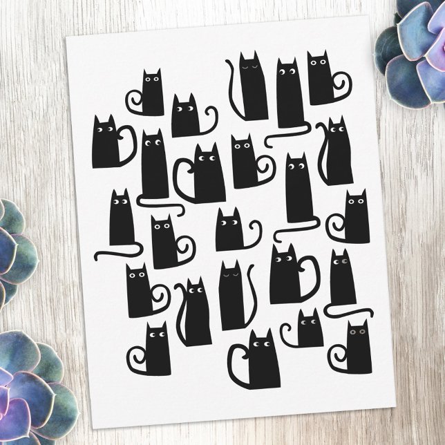 Tarjeta Pequeña Fun Black Cat (Fun black cat design notecards for animal lovers)
