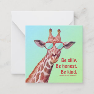 Tarjeta Pequeña Fun Giraffe Cita Inspiradora Emerson Be Silly