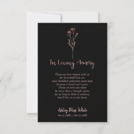 Tarjeta Pequeña Funeral De Moda Rosa Gold Para Recordar A Los Quer