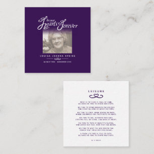 Tarjeta Pequeña Funeral en nuestros corazones poema ocio púrpura