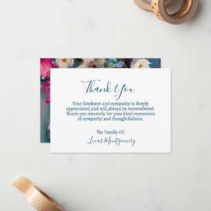 Tarjeta Pequeña Funeral Floral Turquesa Gracias, Solidaridad