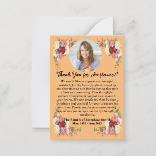 Tarjeta Pequeña Funeral Gracias Por Flores Después De La Muerte