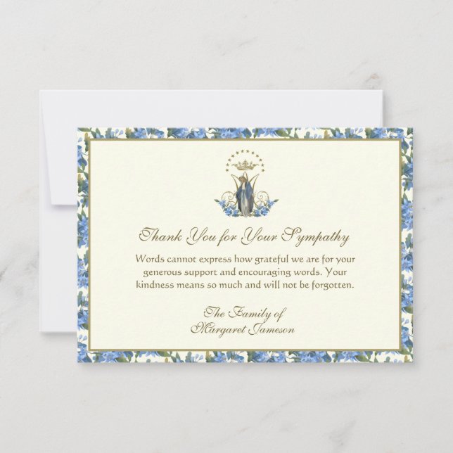 Tarjeta Pequeña Funeral Religioso Gracias Apreciación Católica (Anverso)