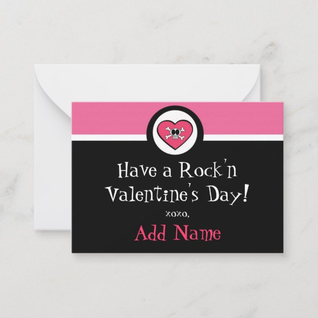 Tarjeta Pequeña Funky Valentine Chica de Rock'n Roll (Anverso)