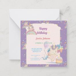 Tarjeta Pequeña Funny Birthday Unicorn