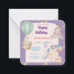 Tarjeta Pequeña Funny Birthday Unicorn<br><div class="desc">Unicornio,  cumpleaños chica,  arcoiris,  morado,  mágico,  cumpleaños de unicornio pequeño,  cumpleaños de unicornio lindo,  unicornio acuarela,  colores pastel,  divertido</div>