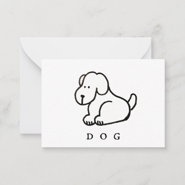 Tarjeta Pequeña Funny Cartoon Sitting Dog (Anverso)
