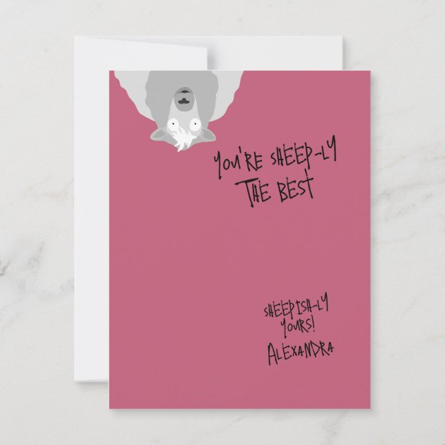 Tarjeta Pequeña Funny Cute Sheeply The Best Sheep Pun  (Reverso)