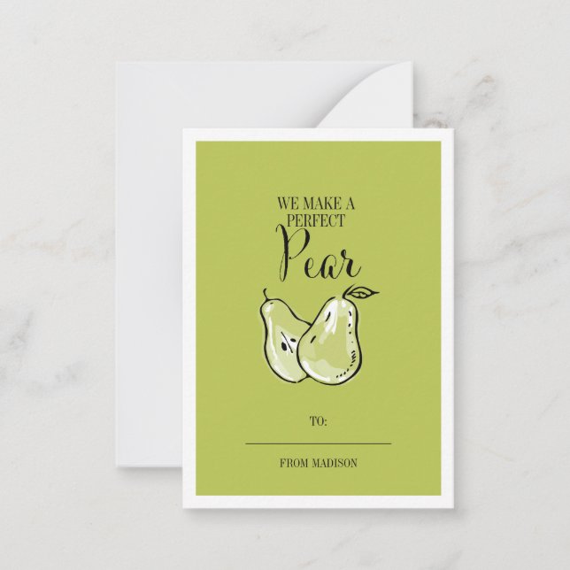 Tarjeta Pequeña Funny Fruit Pun Pear Classroom Card (Anverso)