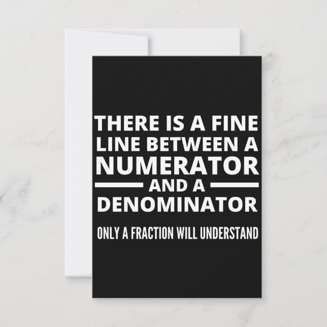 Tarjeta Pequeña Funny Math  FINE LINE NUMERATOR DENOMINATOR (Anverso)
