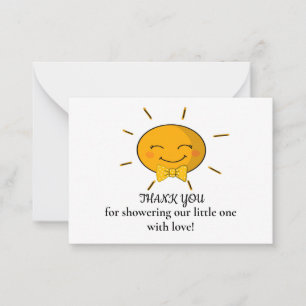 Tarjeta Pequeña Funny Sunshine Baby Shower Gracias Cartas